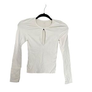 Free People Cream Long Sleeve Top